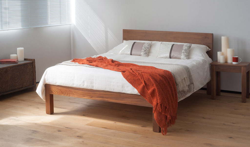 tibet contemporary solid wooden bed here made from Walnut
