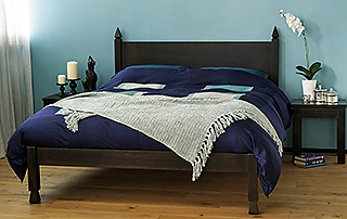 Asian style Samarkand wooden bed in a dark stain finish