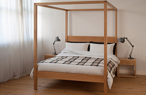 orchid contemporary 4-poster bed made from solid wood comes in a range of sizes.