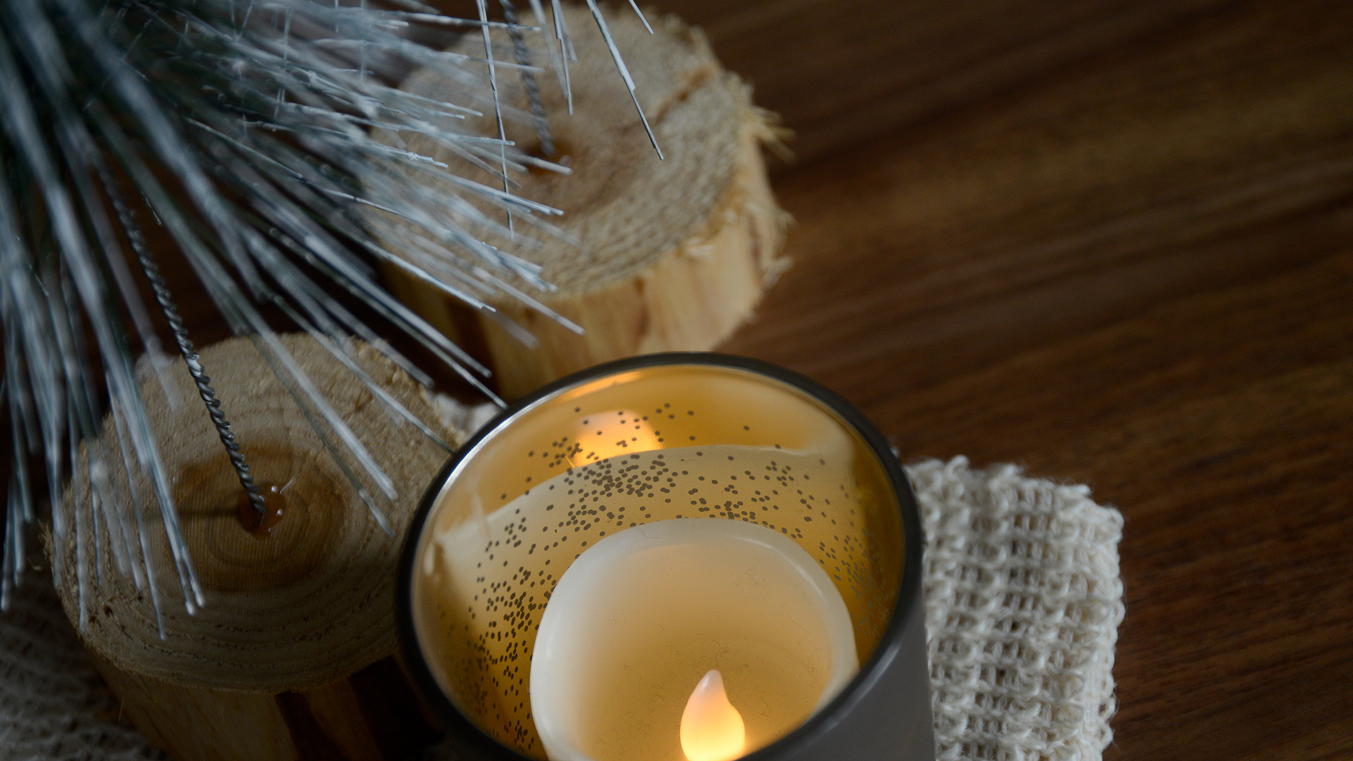 Black Glitter Effect Candle Holder