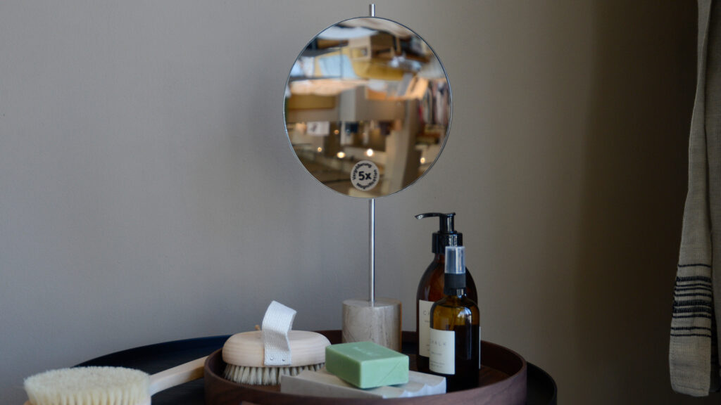 Blomus marble mirror and soap dish display