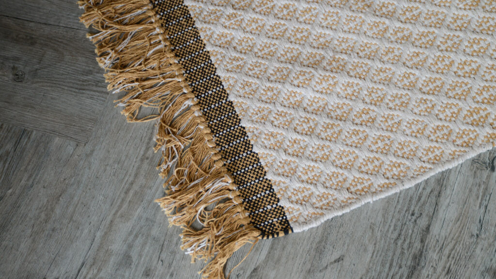Boho Woven Cotton Rug Yellow Flat Corner