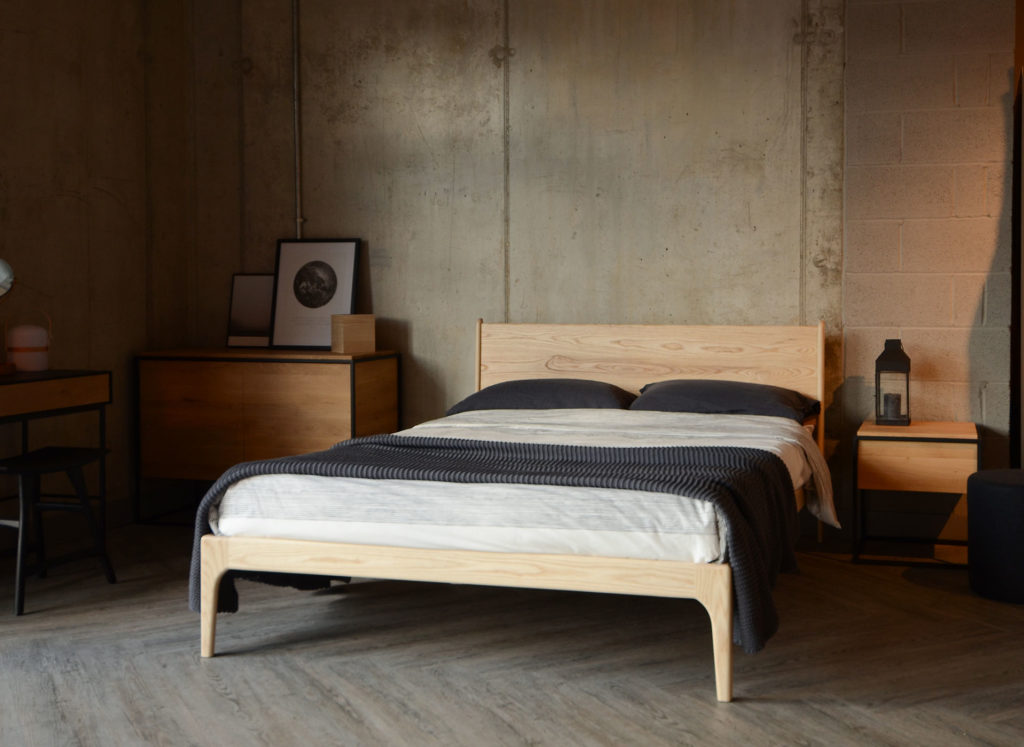 Scandi look Camden Wooden bed in pale Ash wood