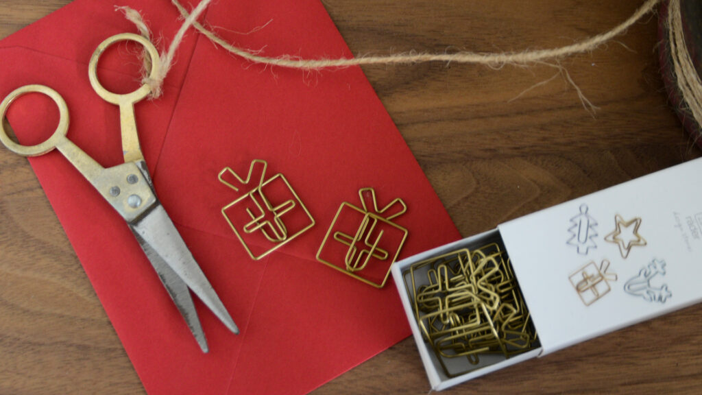 Brass Christmas Present Paperclips