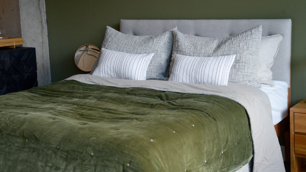 Jaipur Bedspread Olive wide shot