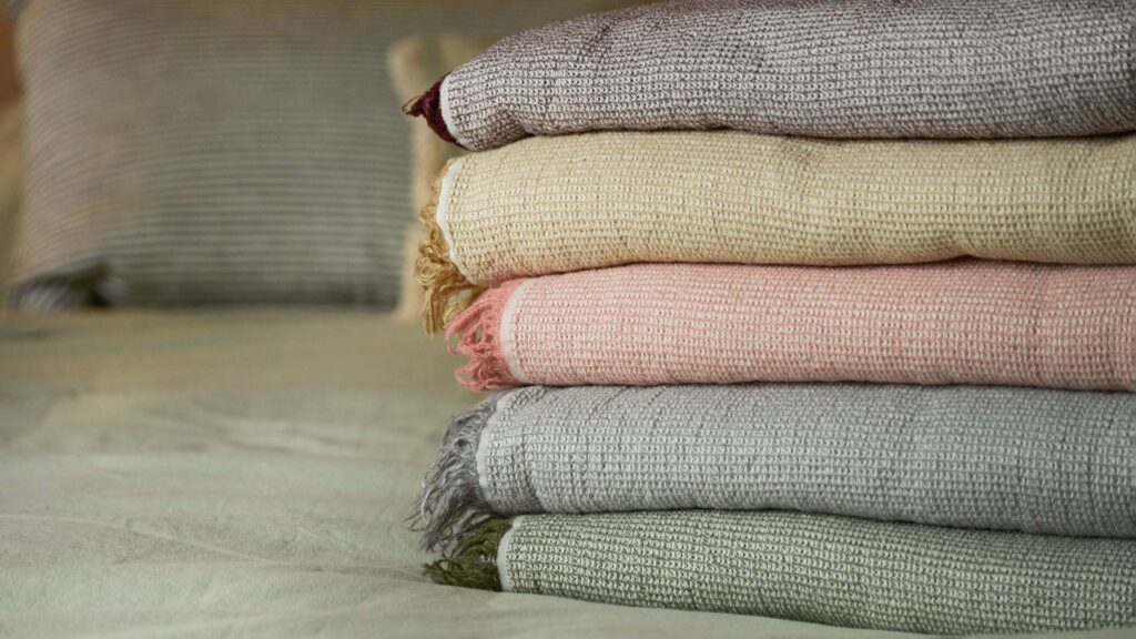 Organic Cotton Linen Throws Stack