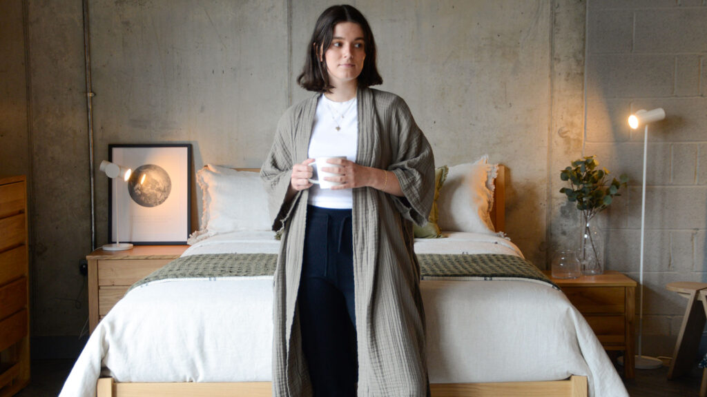 Organic Cotton Robes Khaki from front