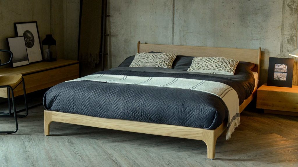 Scandinavian style low Oak Pimlico Bed made in the UK
