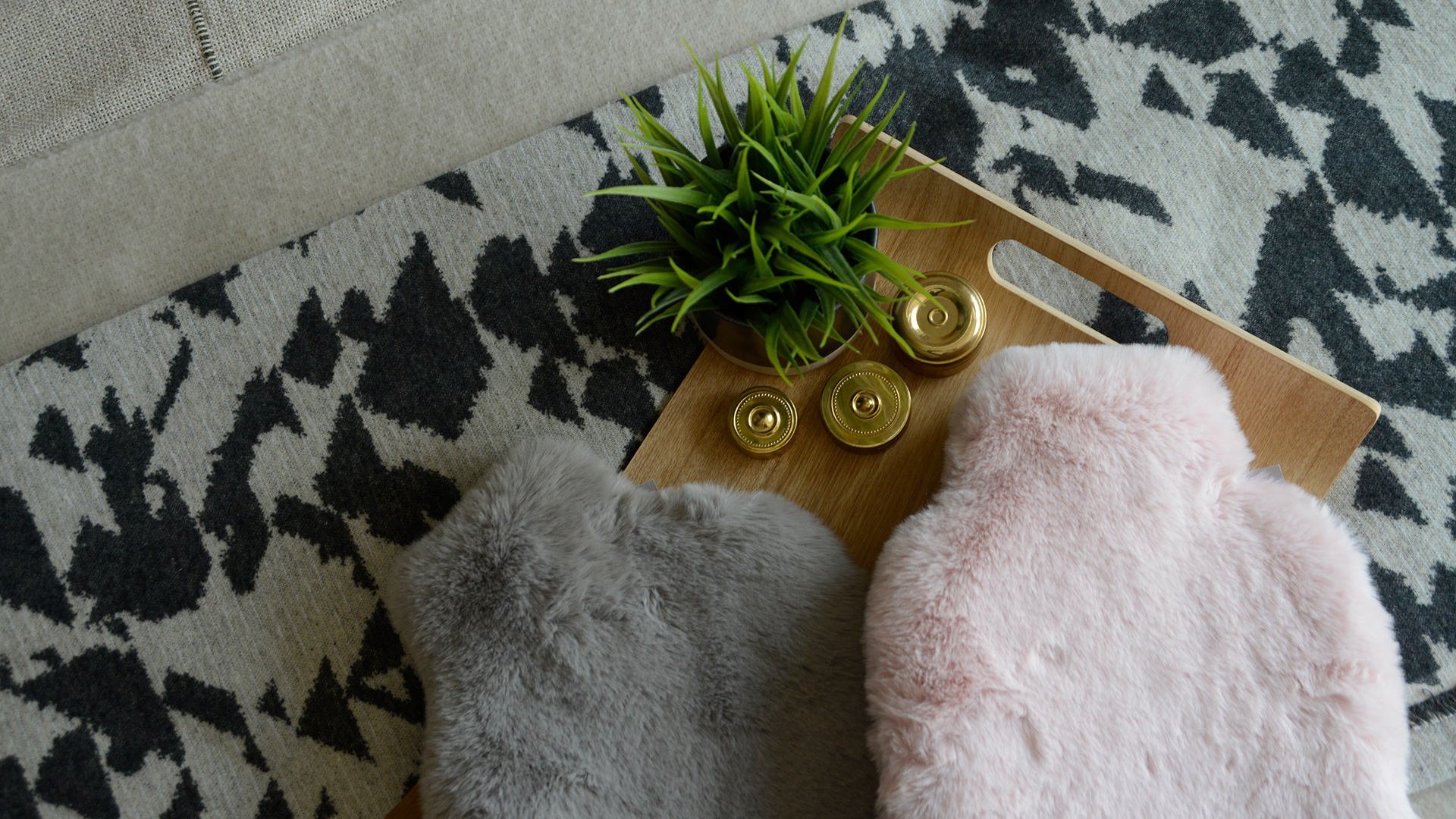 Hot Water Bottles - Faux Fur in Pink and Grey