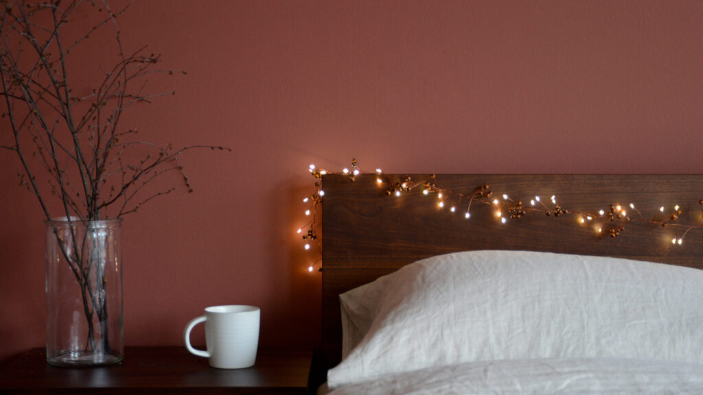 Wooden Bead String on Smoked Walnut Malabar