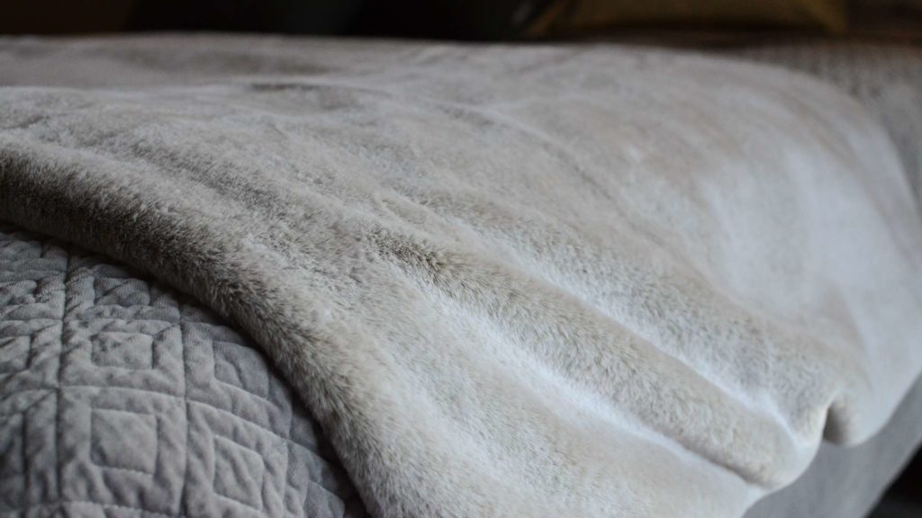 antique silver frost faux fur throw