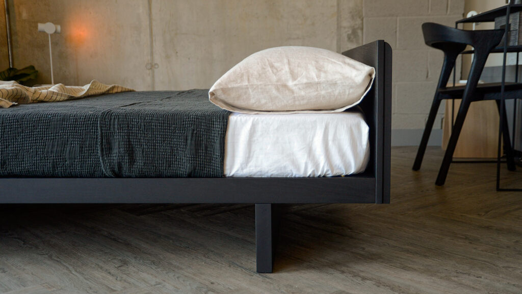 black oiled ash kyoto with headboard side view