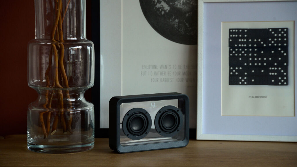 black transparent bluetooth speaker