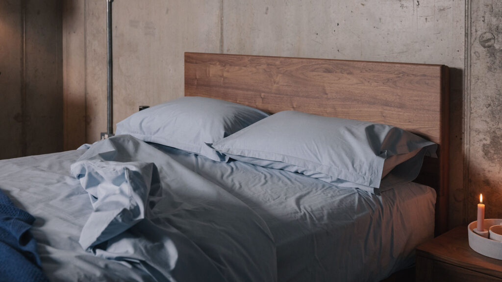 blue chambray bedding