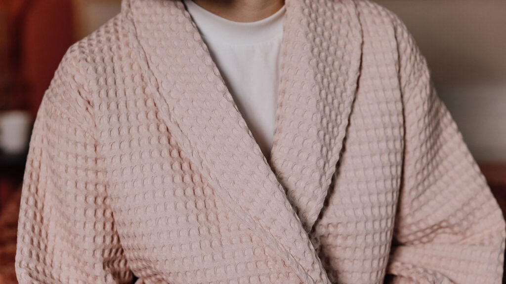 blush pink waffle robe