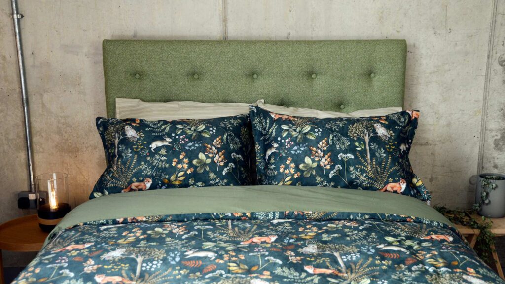 botanical autumnal woodland bedding on skye bed