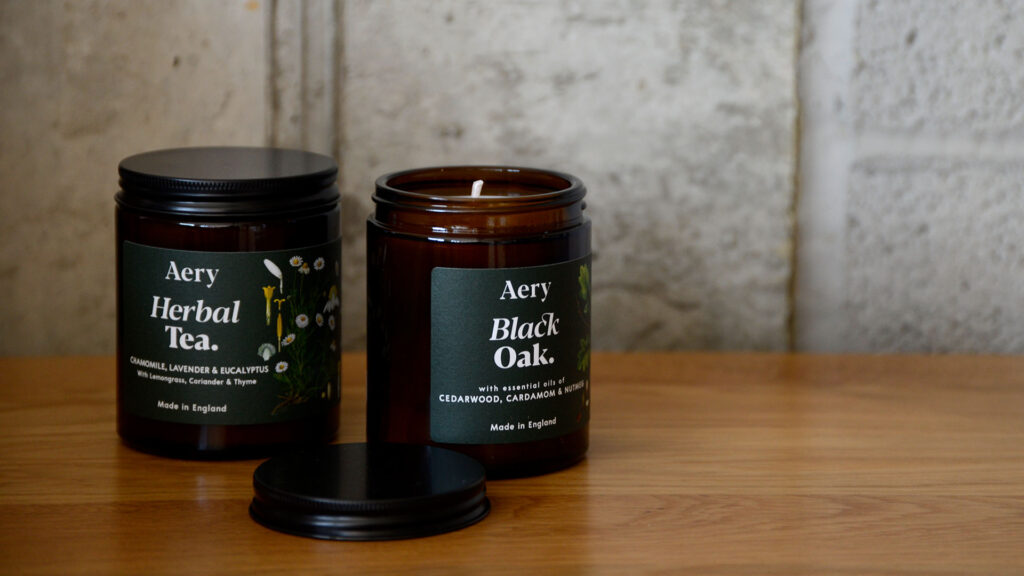 botanical scented candles in jars