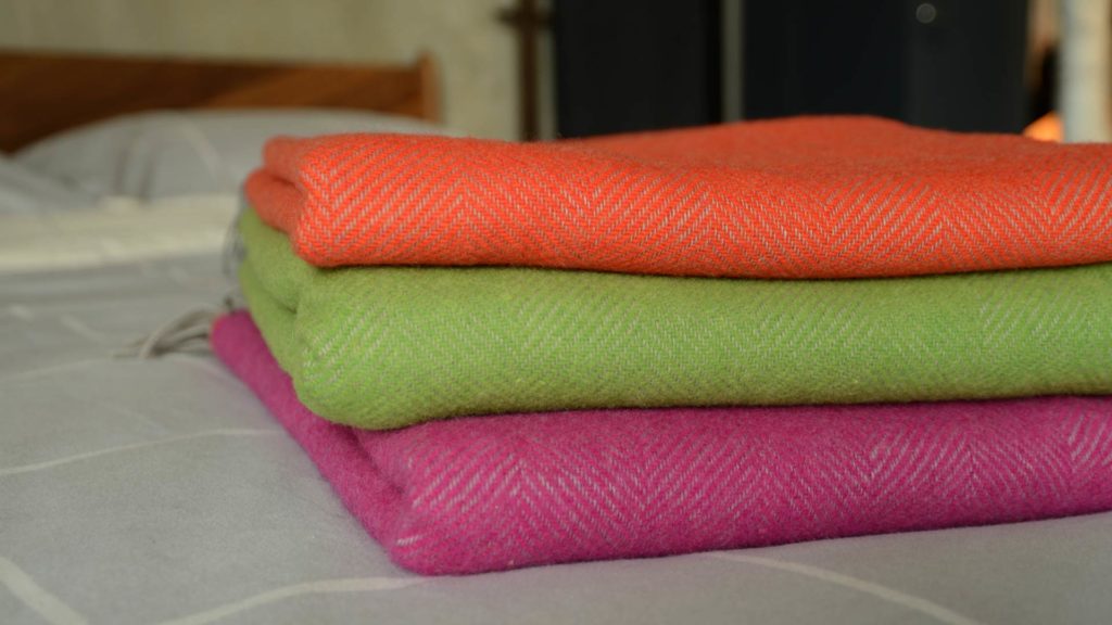 bright colour herringbone pure wool throws