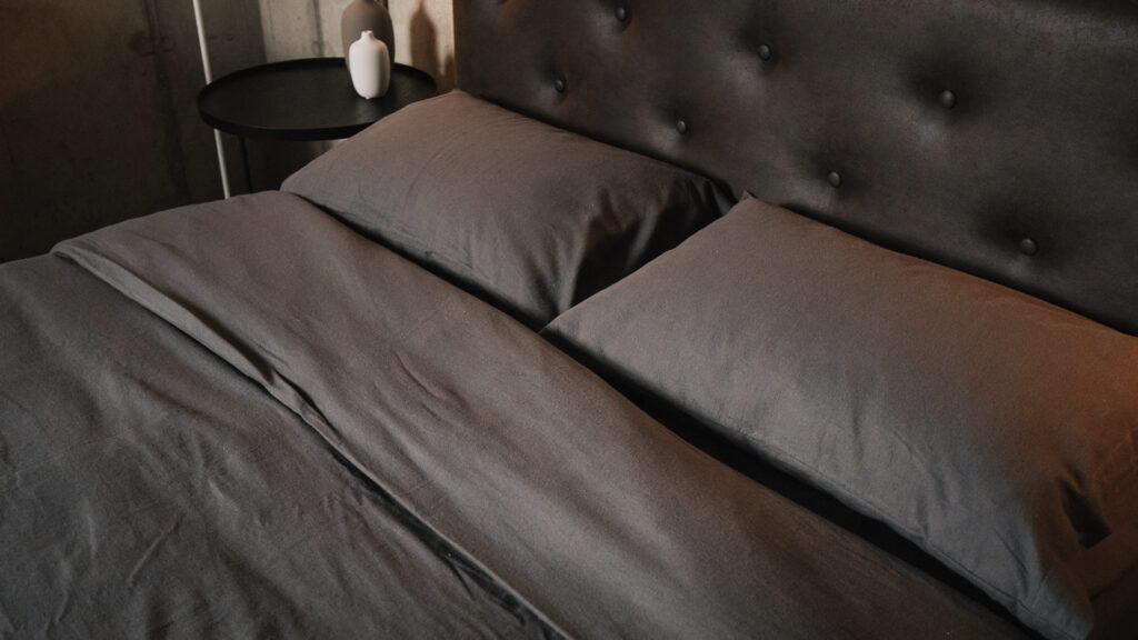 brushed cotton bedding in dark grey