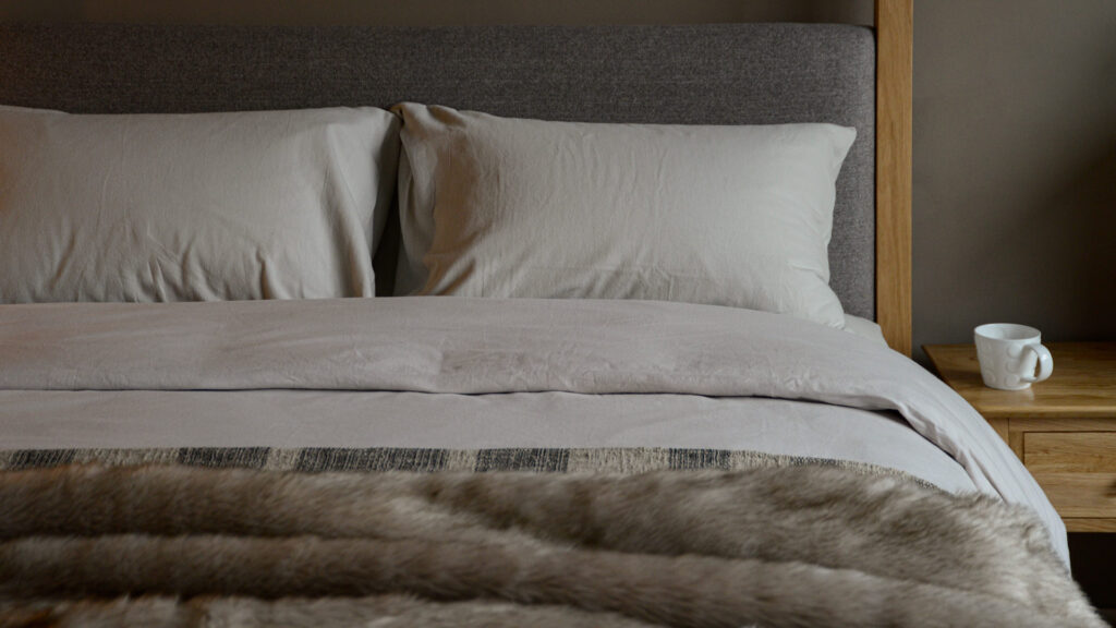 brushed cotton bedding with cosy throws