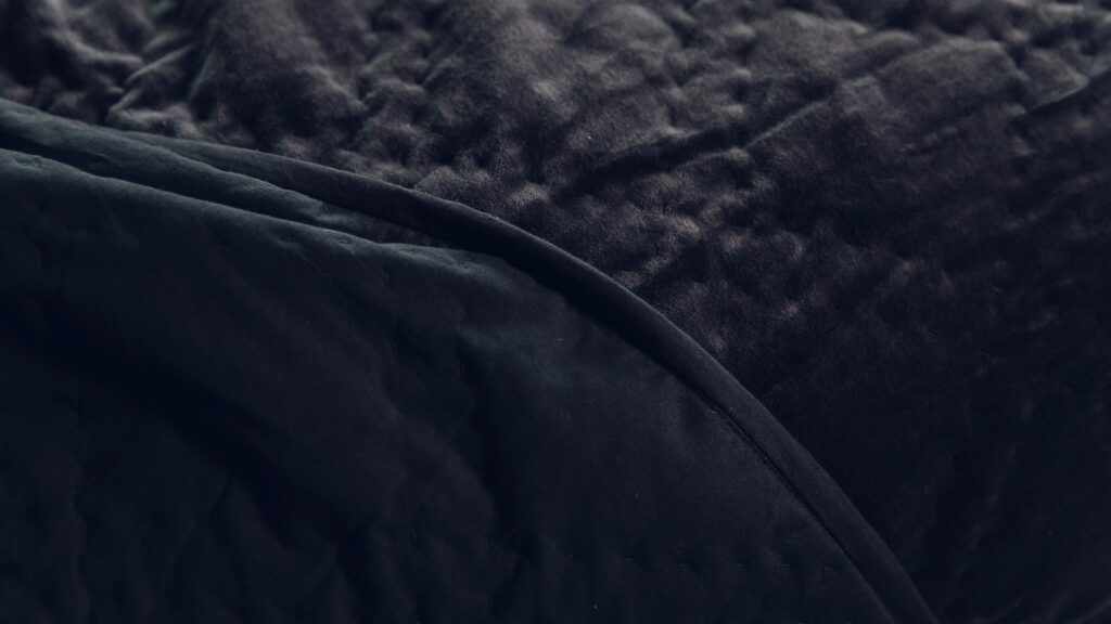 charcoal black velvet lightly quilted bedspread