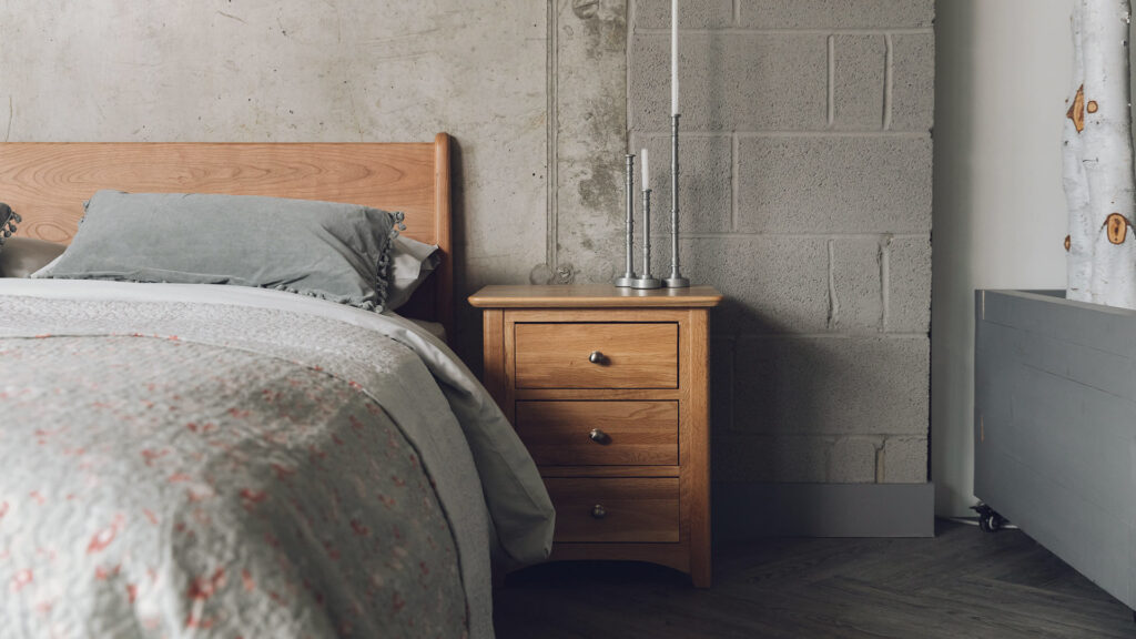 cherry carnaby with oak 3 drawer classic bedside