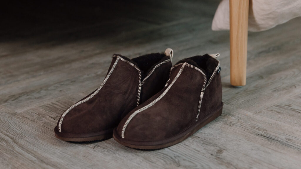 chocolate colour suede slippers