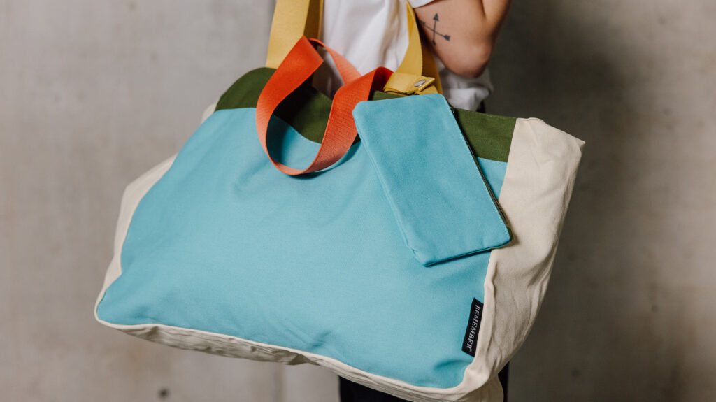colourful tote bag with detatchable purse