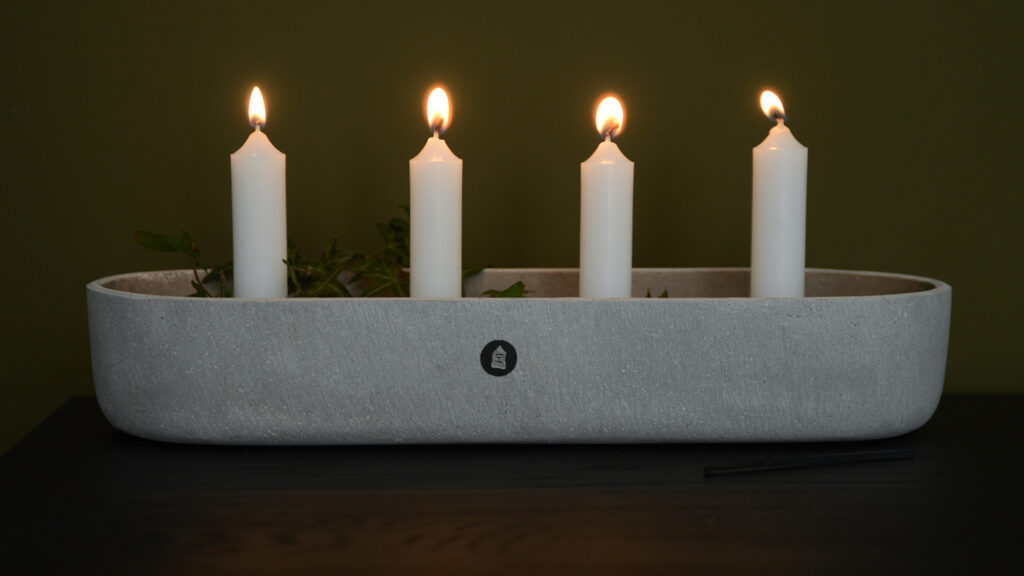 concrete candle holder with candles