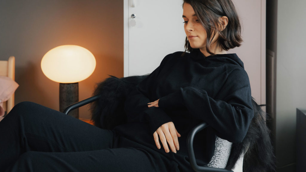 cosy black knitted loungewear 1920