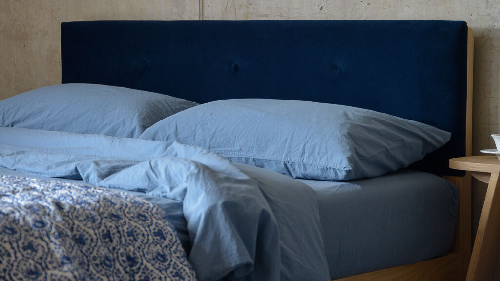 deep blue stonewashed bedding