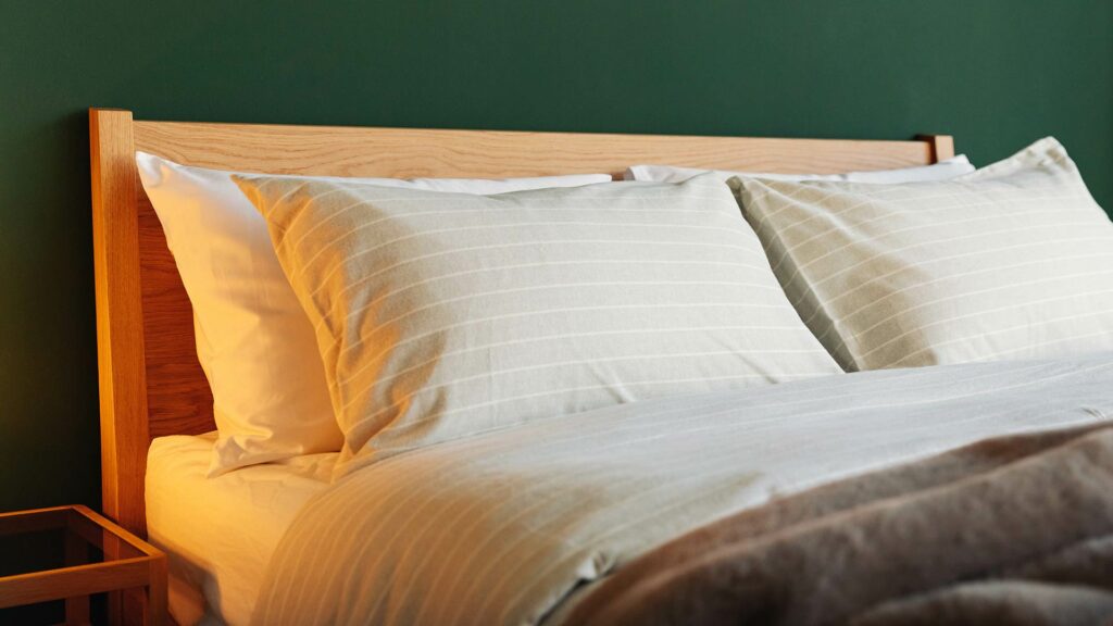 light grey and ivory striped brushed cotton duvet set