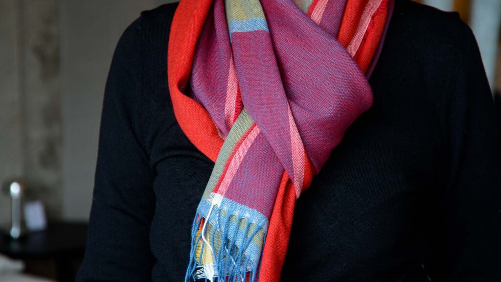 luxury colour block scarf dusk