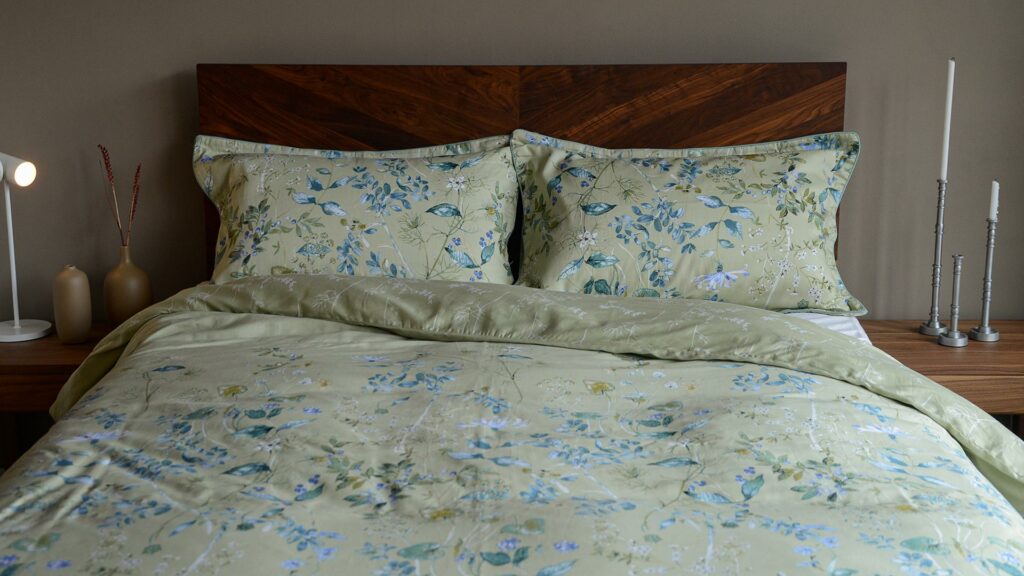 main image green floral duvet set botanical print