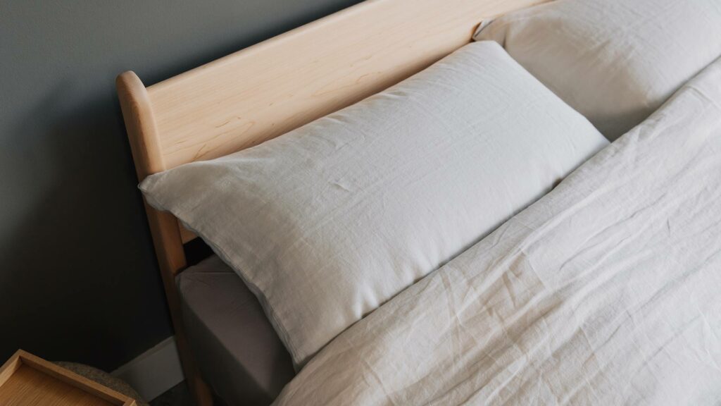 Detail shot of the pimlico low contemporary bed base headboard