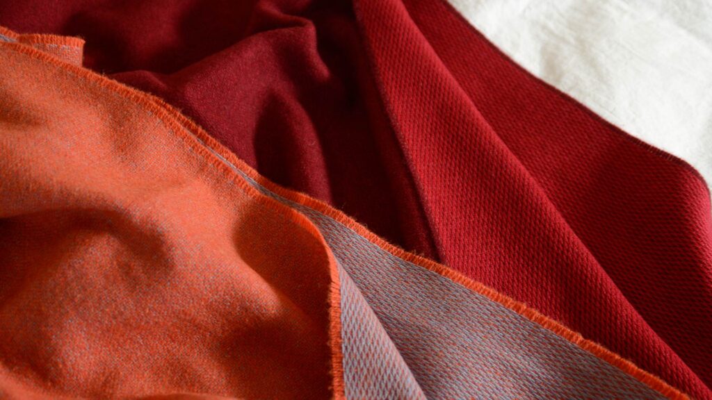 mcnutt cashmere merino wool scarves orange and red colourways