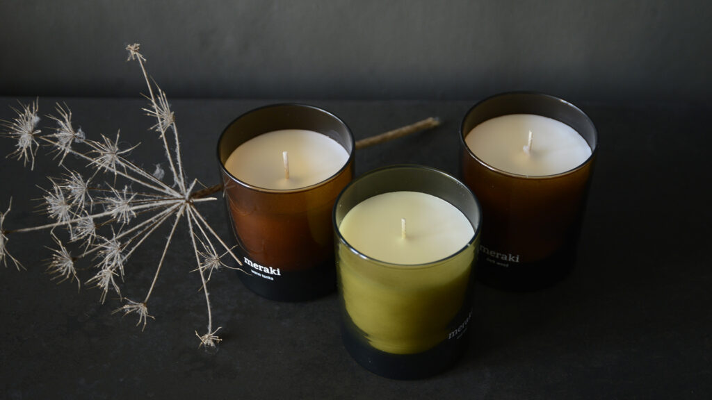 meraki scented candle collection above