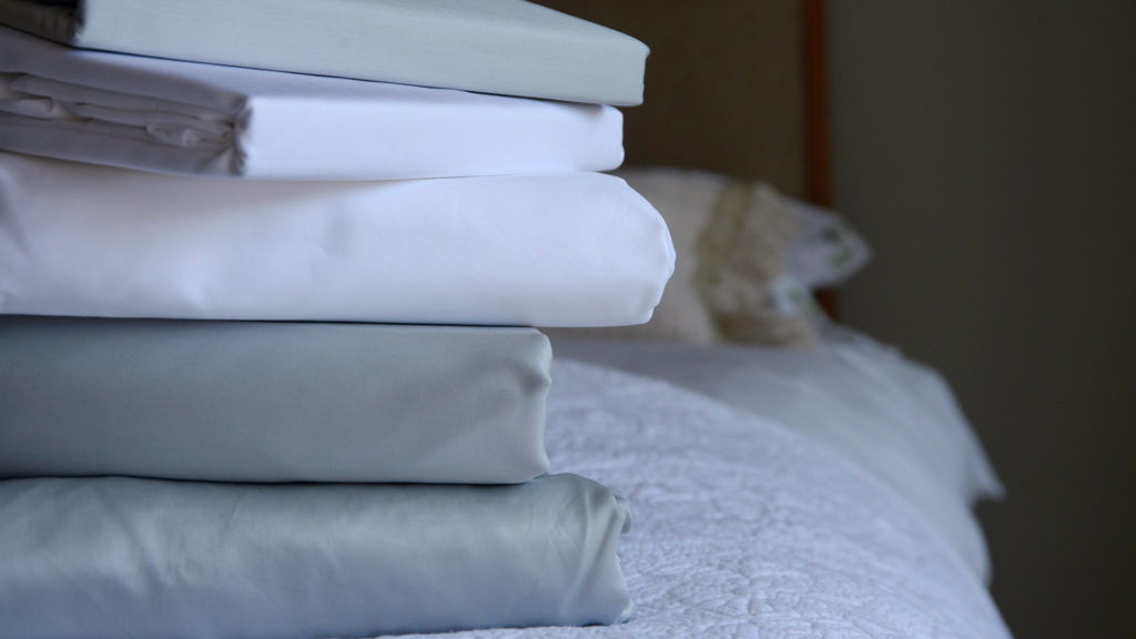 mineral grey and white sateen cotton bedding