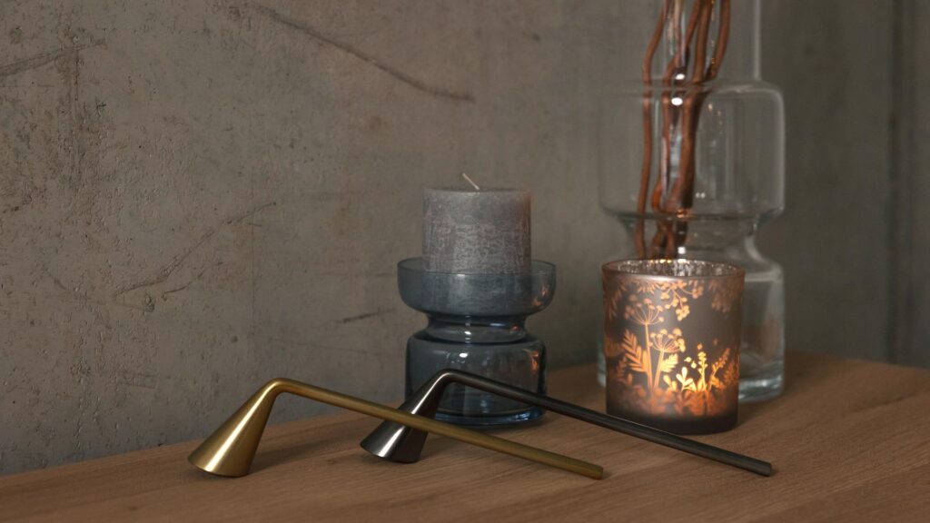 modern candle snuffers and glass lantern