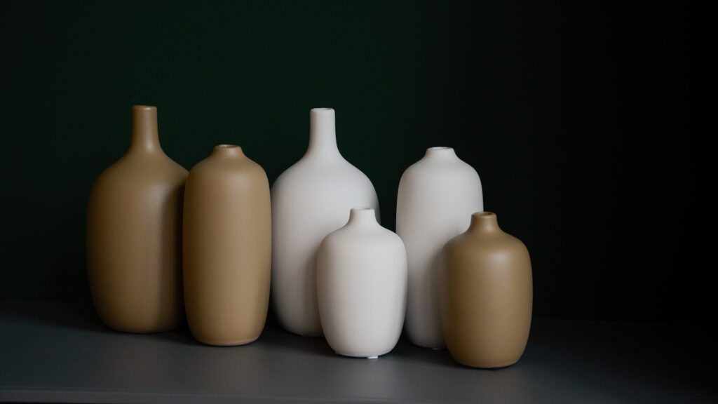 modern ceramic vases ivory and caramel