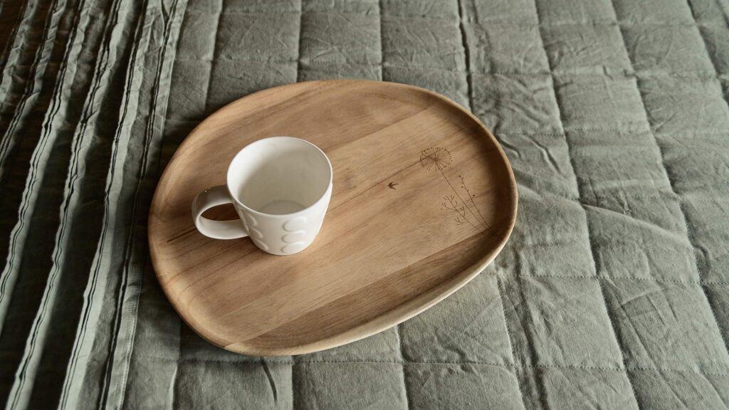 decorated ovoid wooden tray