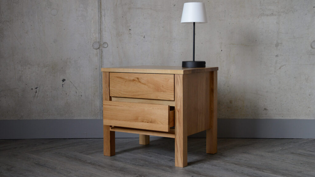 oak bedside unit with 2 drawer Shaker
