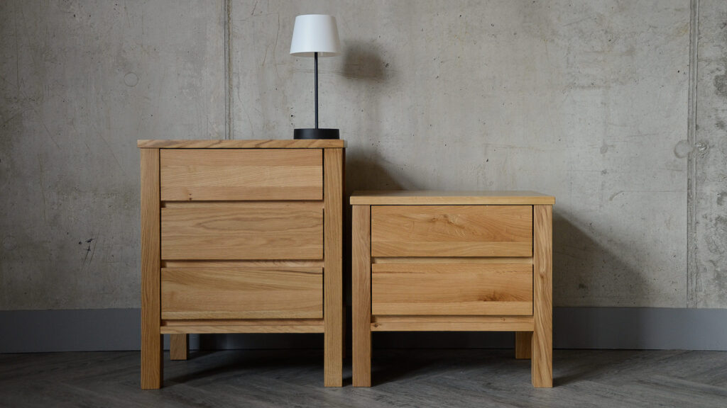 oak bedside units Shaker style
