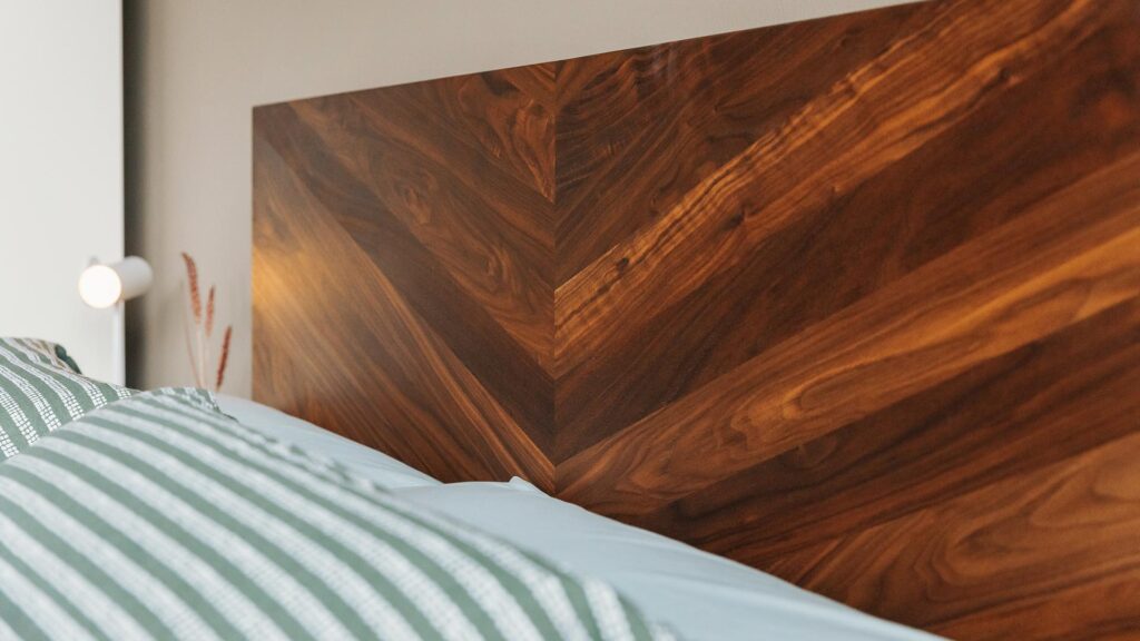 oiled walnut Hathersage headboard detail
