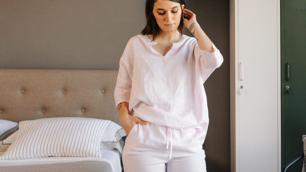 pale pink linen pyjamas