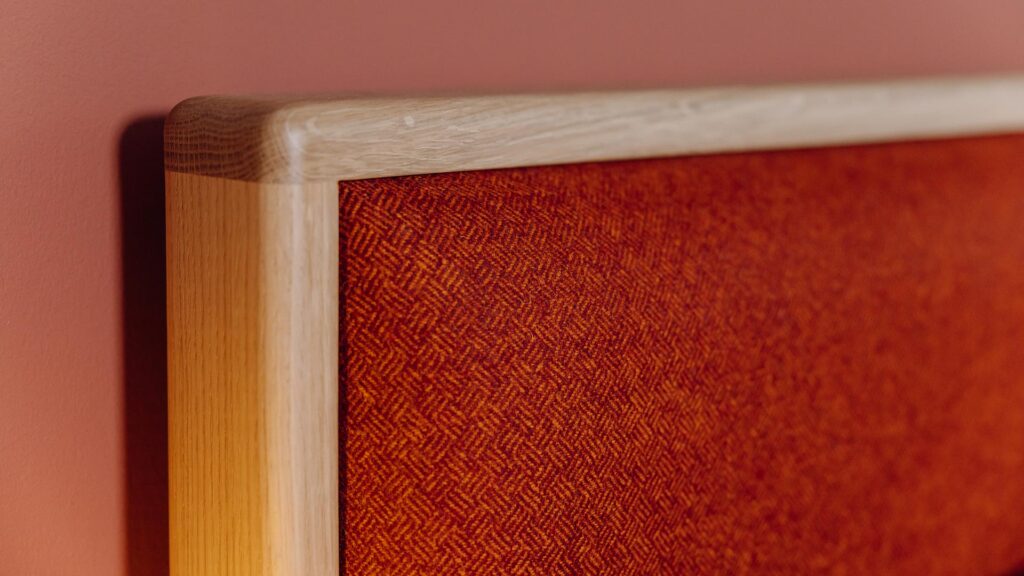 parquet fabric detail carlisle bed upholstered headboard
