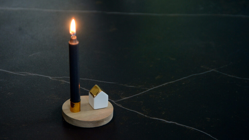 pencil candle holder house