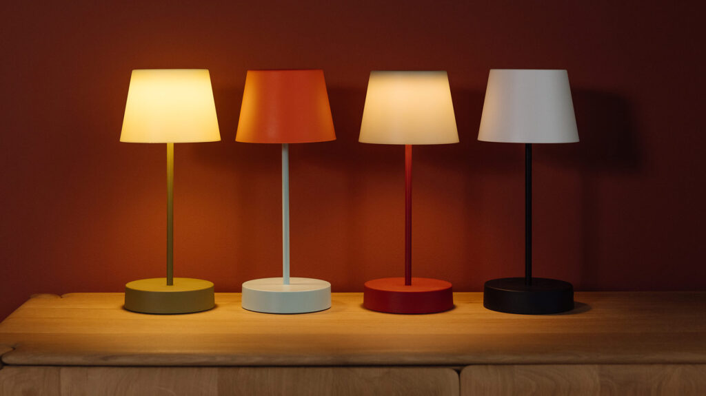 portable colourful lamps some on