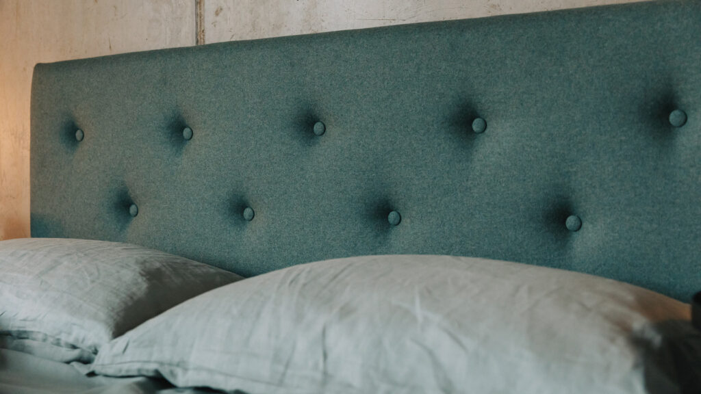 sea glass amatheon fabric on Arran headboard