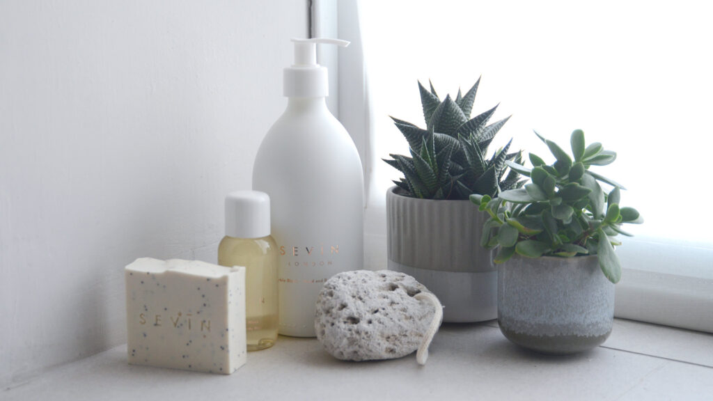 sevin toiletries and pumice stone